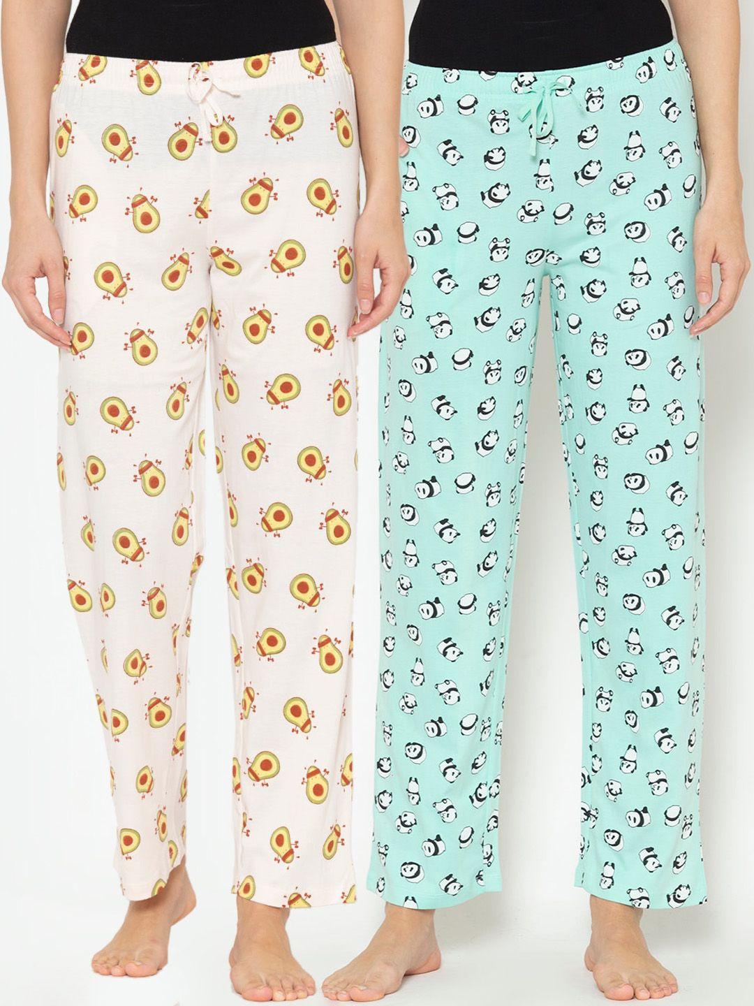 lounge dreams women pack of 2 printed pure cotton lounge pants