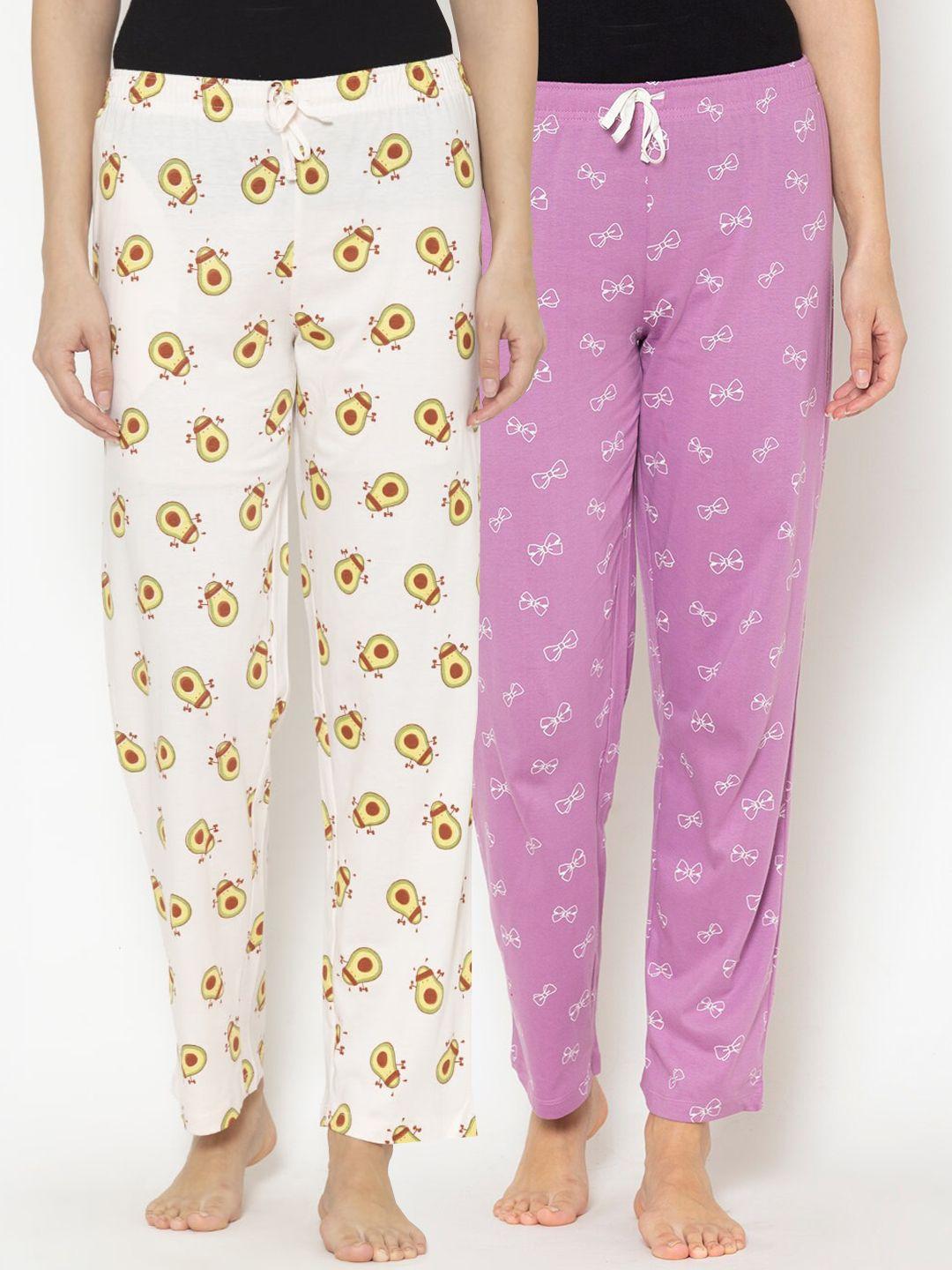 lounge dreams women pack of 2 printed pure cotton lounge pants