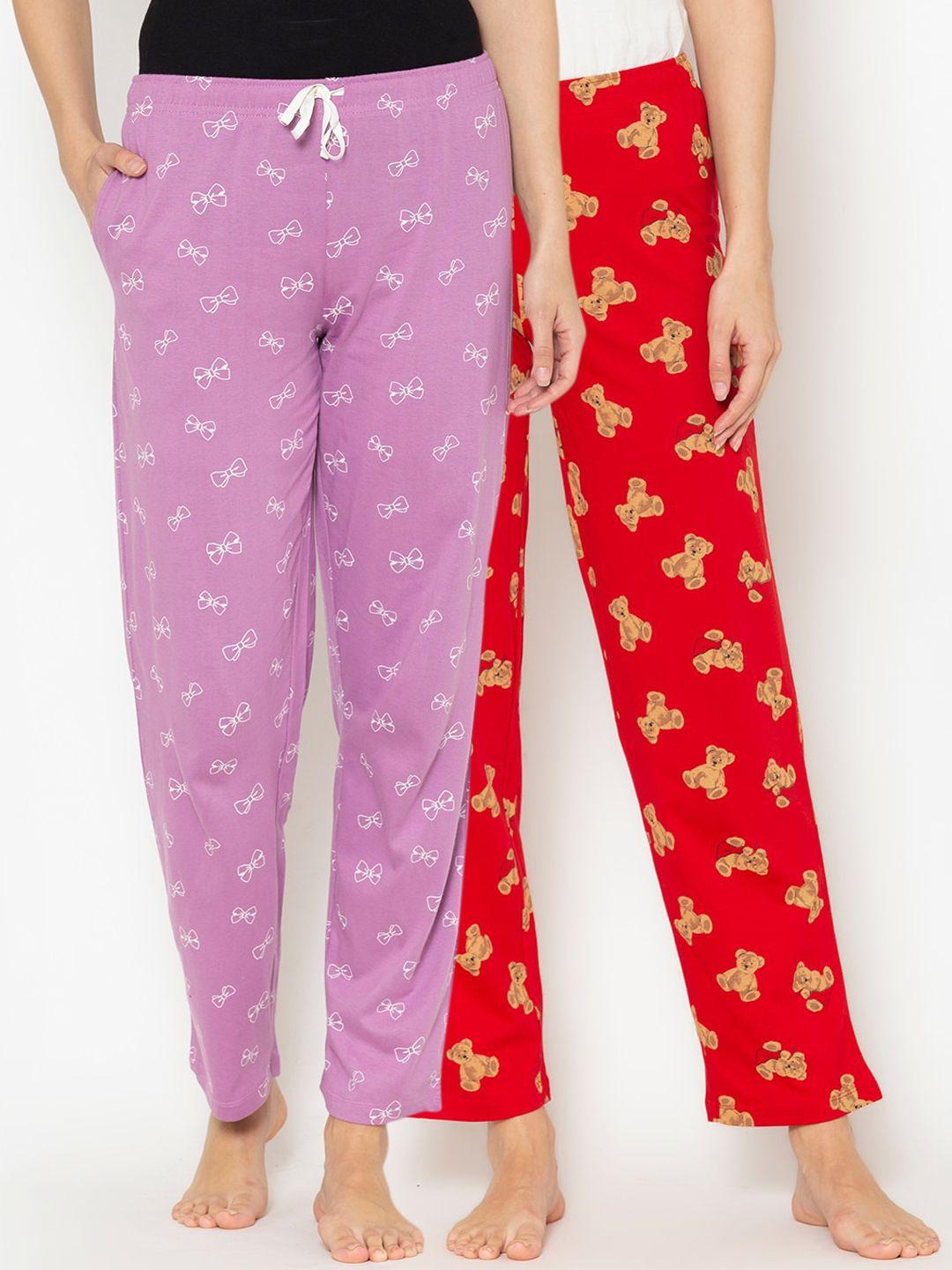 lounge dreams women pack of 2 printed pure cotton lounge pants