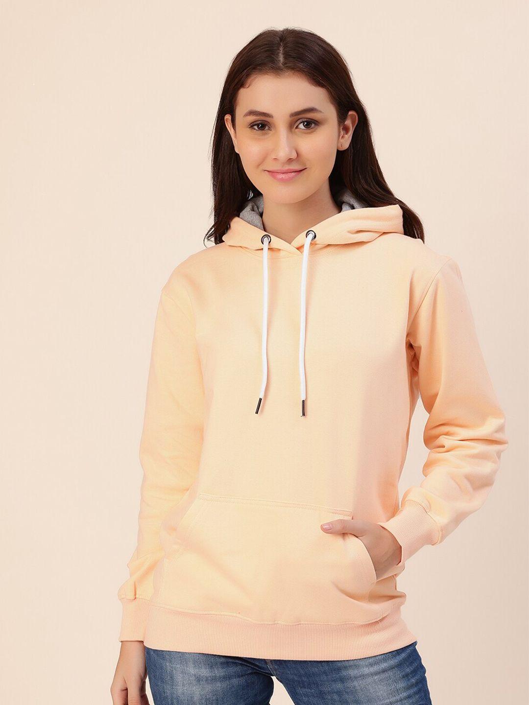 lounge dreams women peach-coloured hooded cotton sweatshirt