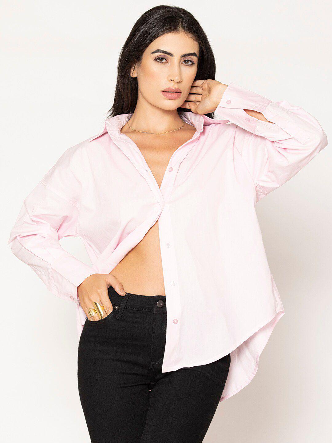 lounge dreams women pink relaxed boxy opaque casual shirt