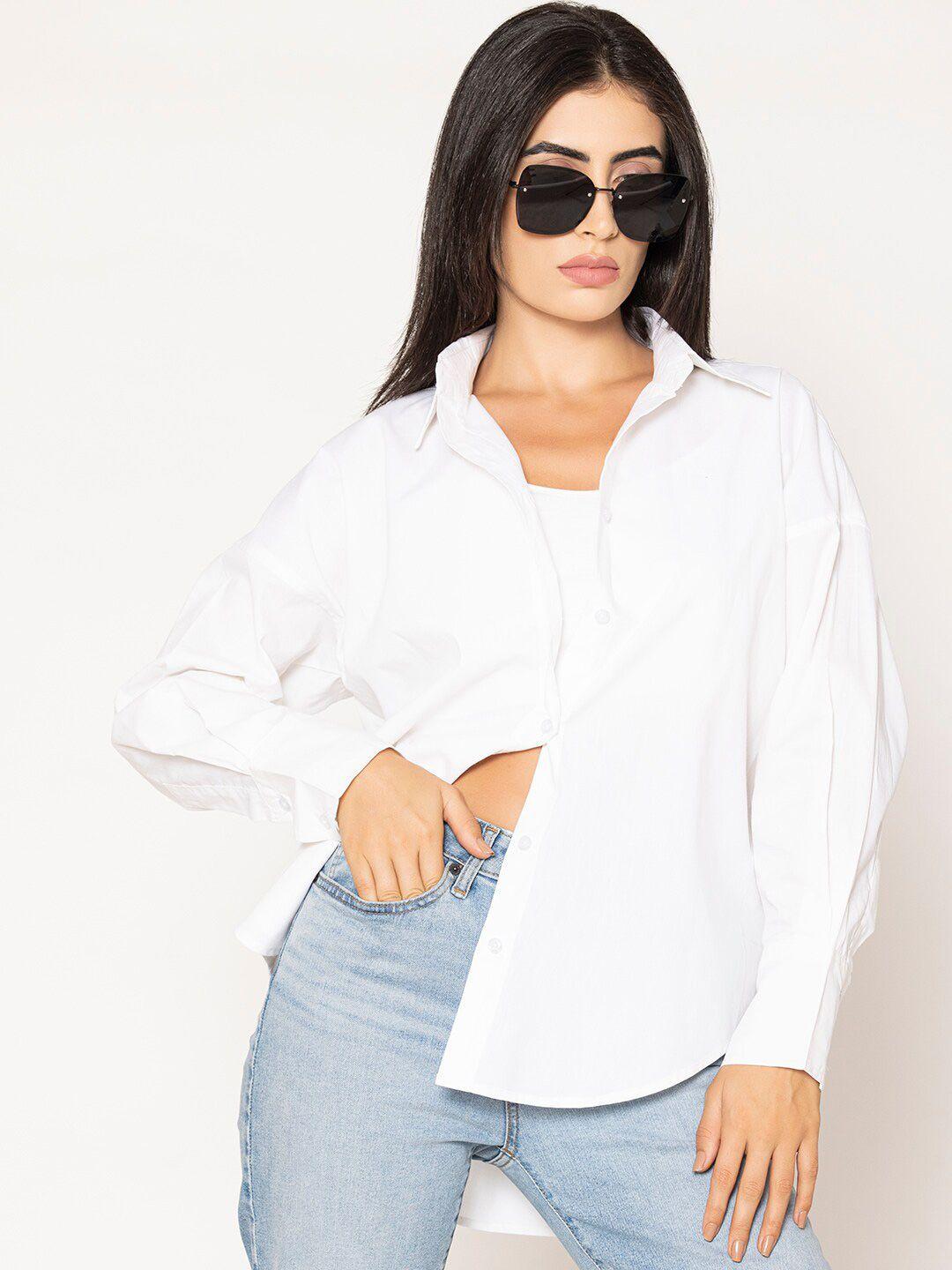 lounge dreams women white relaxed boxy opaque casual shirt