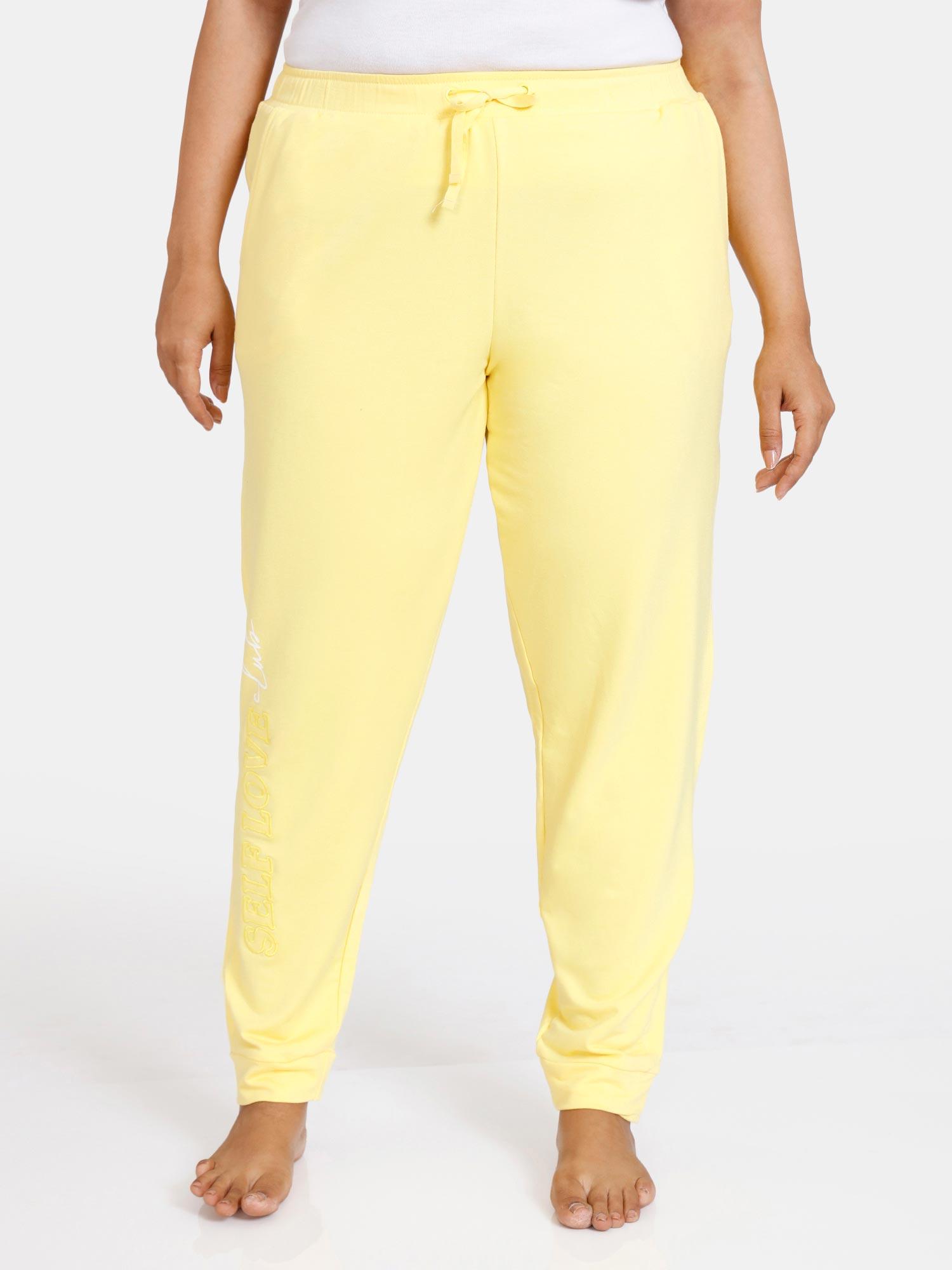 lounge knit poly lounge pants - lemon drop yellow