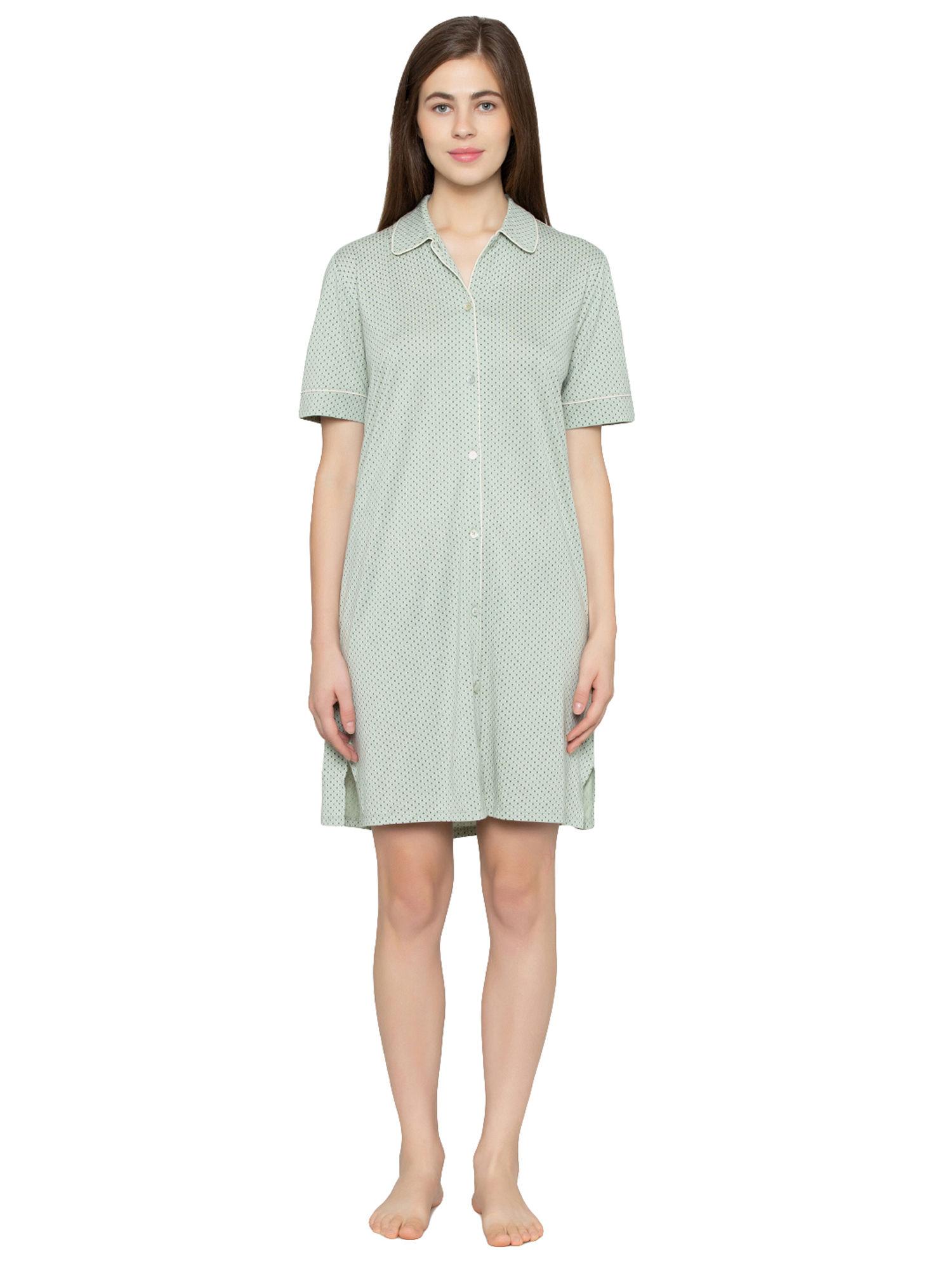 lounge-me series boyfriend printed comfortable nightdress - green