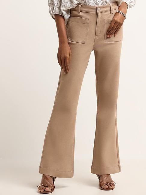 lov by westside beige flared fit high rise jeans