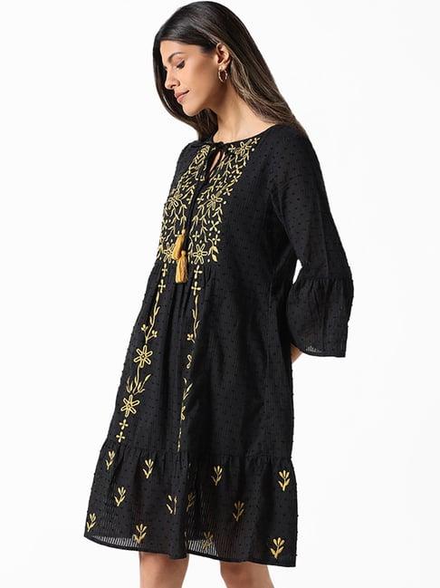 lov by westside black embroidered jessica dress