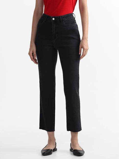 lov by westside black flared ankle length jeans