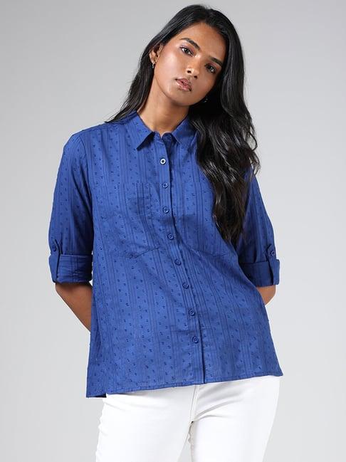 lov by westside cobalt blue dobby shirt