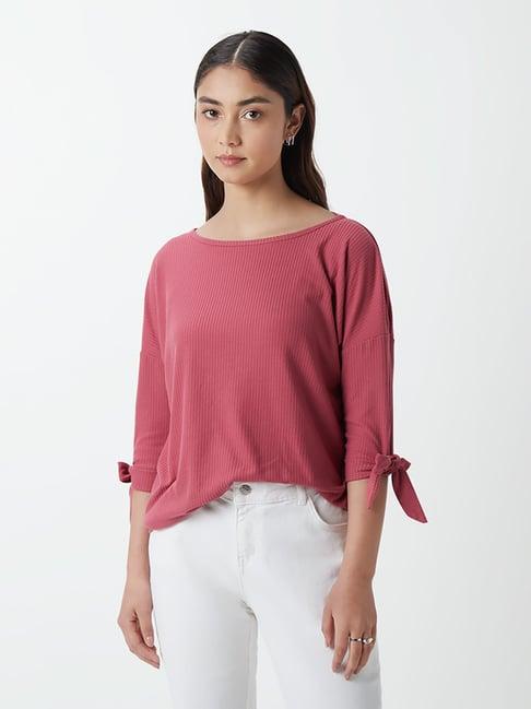 lov by westside desert rose self-striped top