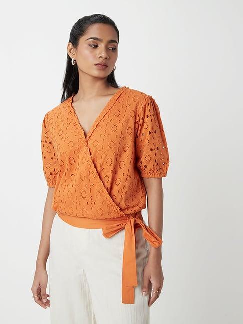 lov by westside dusty orange patterned top