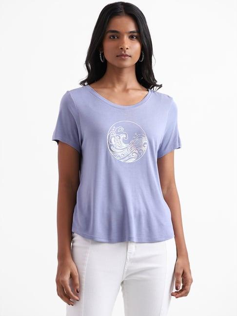 lov by westside graphic printed light lavender t-shirt