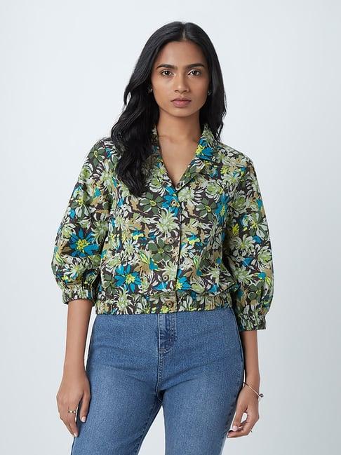 lov by westside green floral-printed top