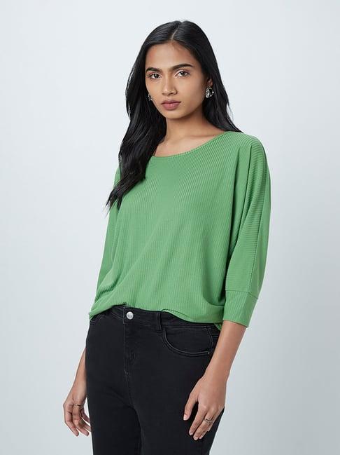 lov by westside green ribbed zebby top