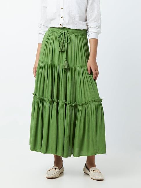lov by westside green tiered skirt