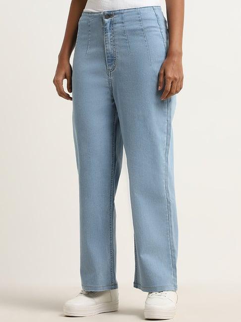 lov by westside light blue high-rise relaxed fit jeans