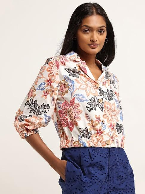 lov by westside multicolour floral print cotton shirt