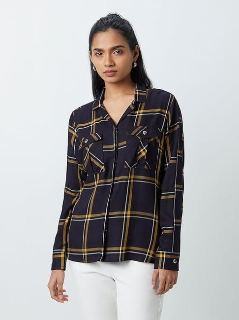 lov by westside navy flannel shirt