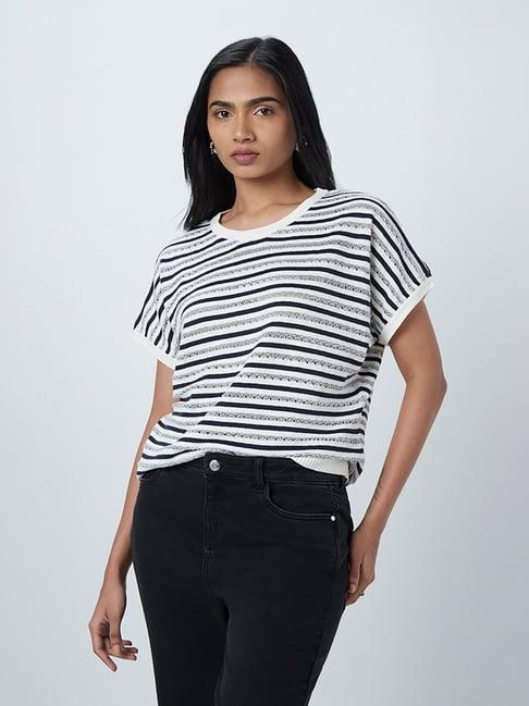 lov by westside navy stripe print t-shirt