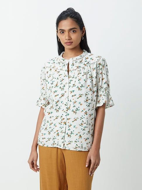 lov by westside off-white floral print blouse