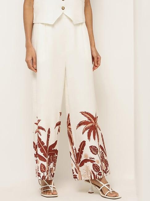 lov by westside off-white printed trousers