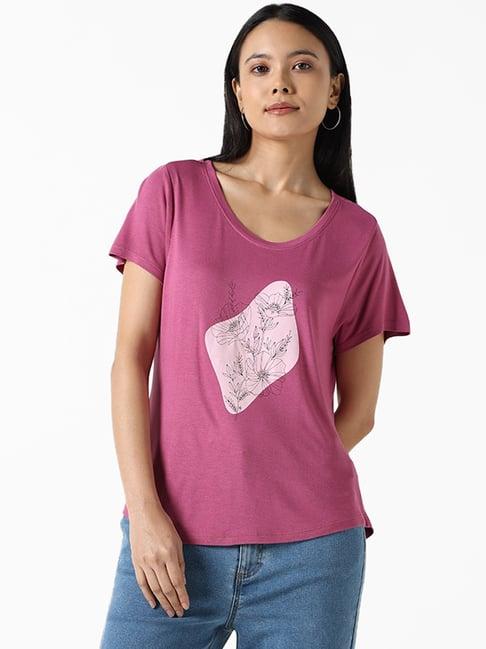 lov by westside onion pink printed sherry t-shirt