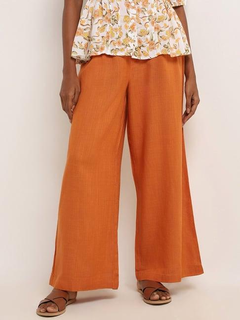 lov by westside orange wide-leg pants