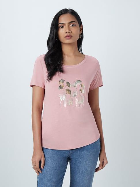 lov by westside pink floral print t-shirt