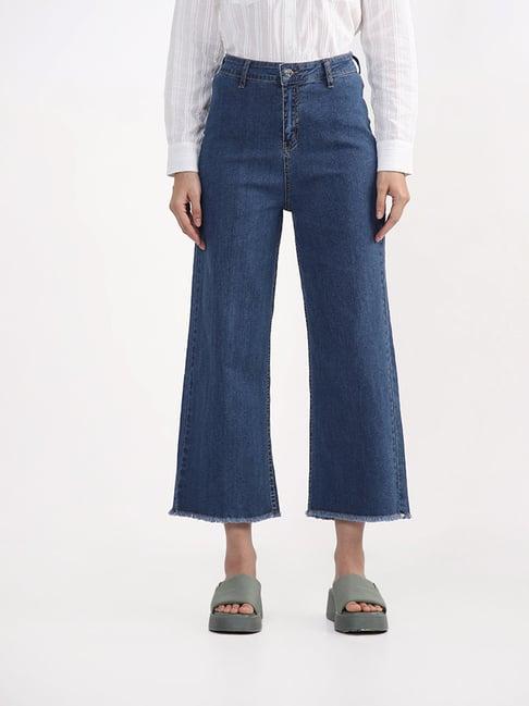 lov by westside plain mid blue navy-colored jeans