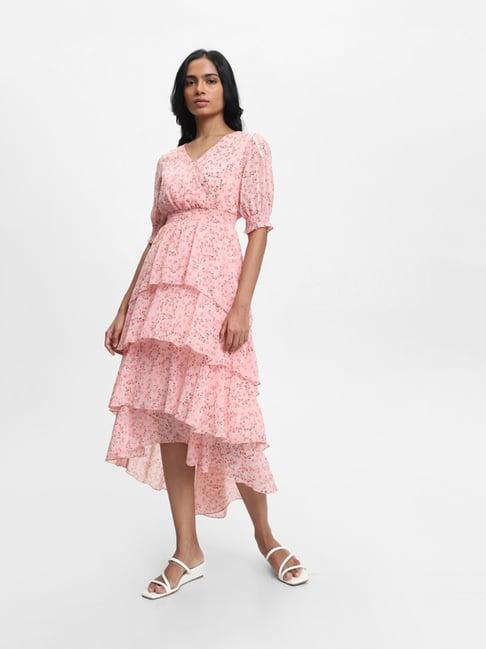 lov by westside printed dull pink dress