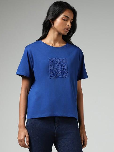 lov by westside royal blue embroidered patch t-shirt