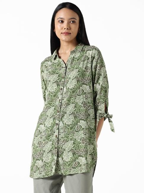 lov by westside sage green printed crysta blouse