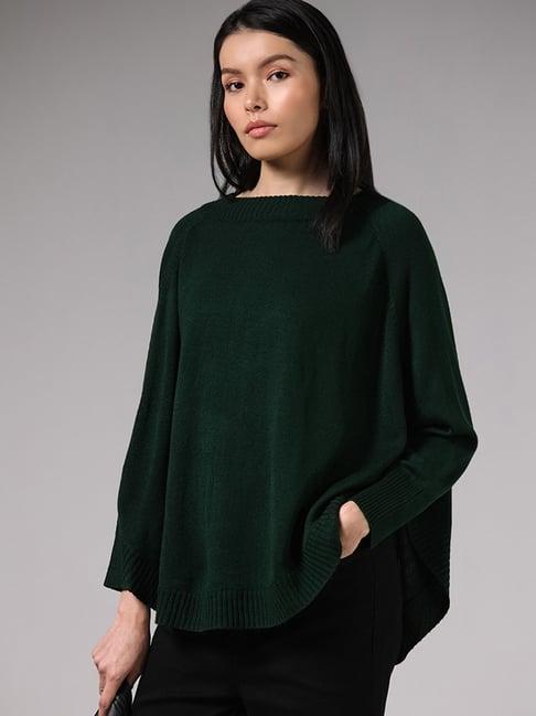 lov by westside solid forest green poncho