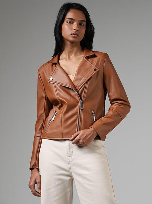 lov by westside tan brown biker jacket