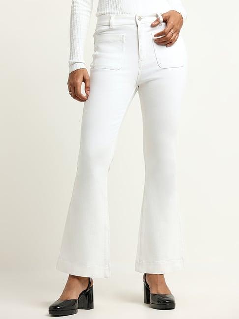lov by westside white bootcut mid-rise jeans