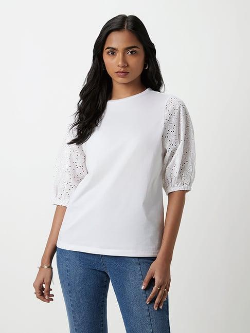 lov by westside white cut-out detailed ramona top