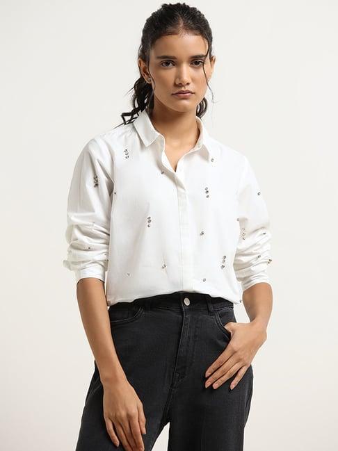 lov by westside white embellished shirt