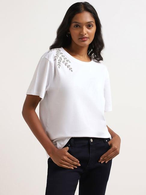 lov by westside white embellished t-shirt