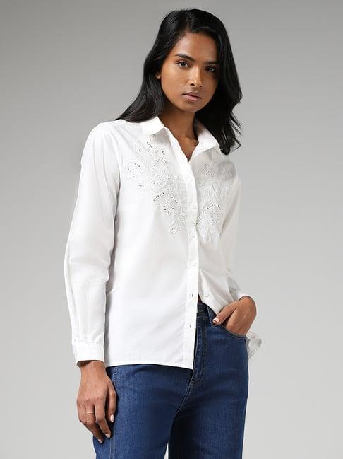 lov by westside white embroidered shirt