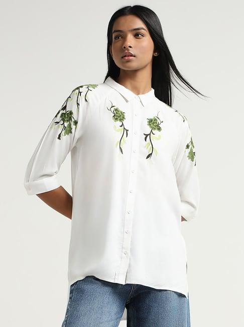 lov by westside white embroidered shirt