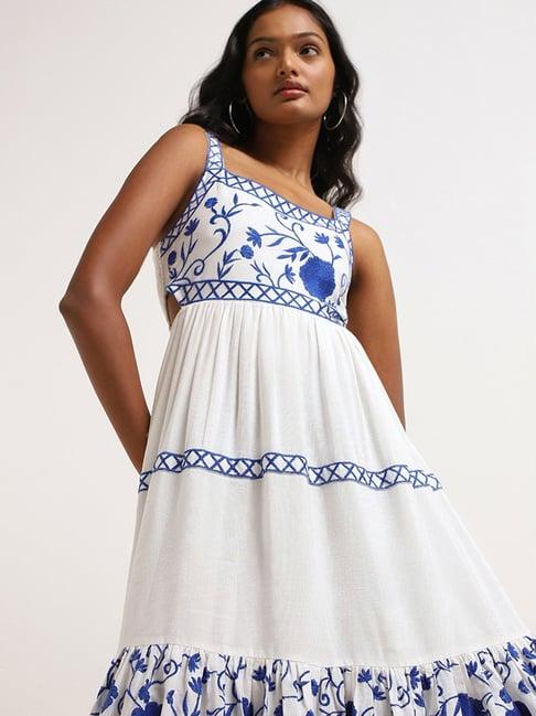 lov by westside white embroidered tiered dress