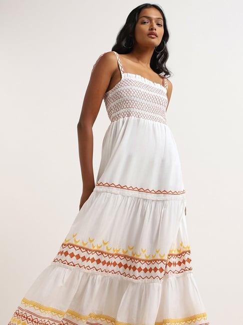 lov by westside white embroidered tiered maxi dress