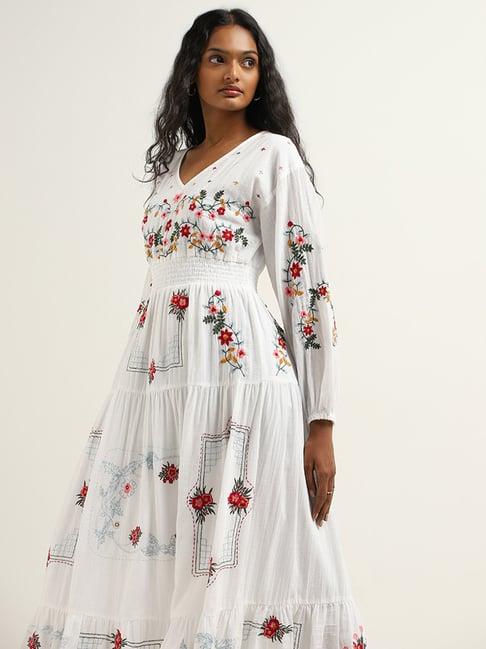 lov by westside white floral tiered maxi dress