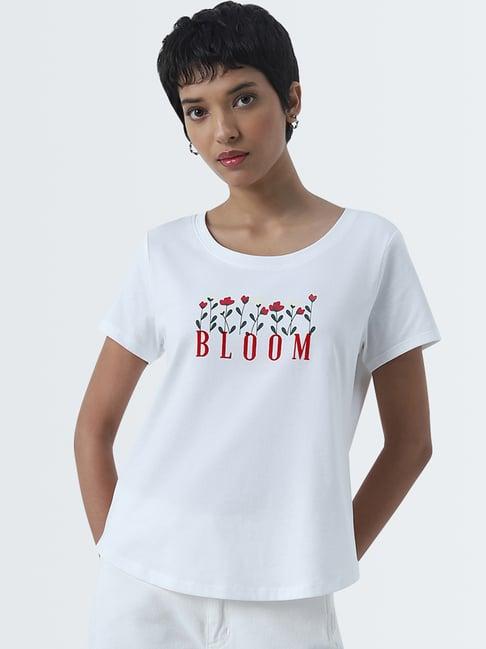 lov by westside white text printed cotton t-shirt