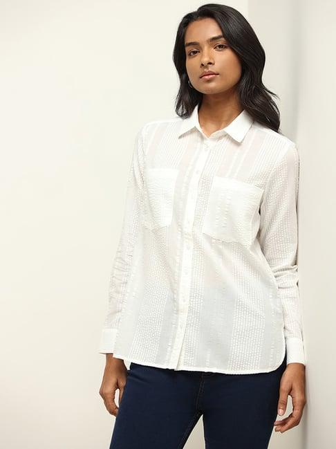 lov by westside white textured shirt