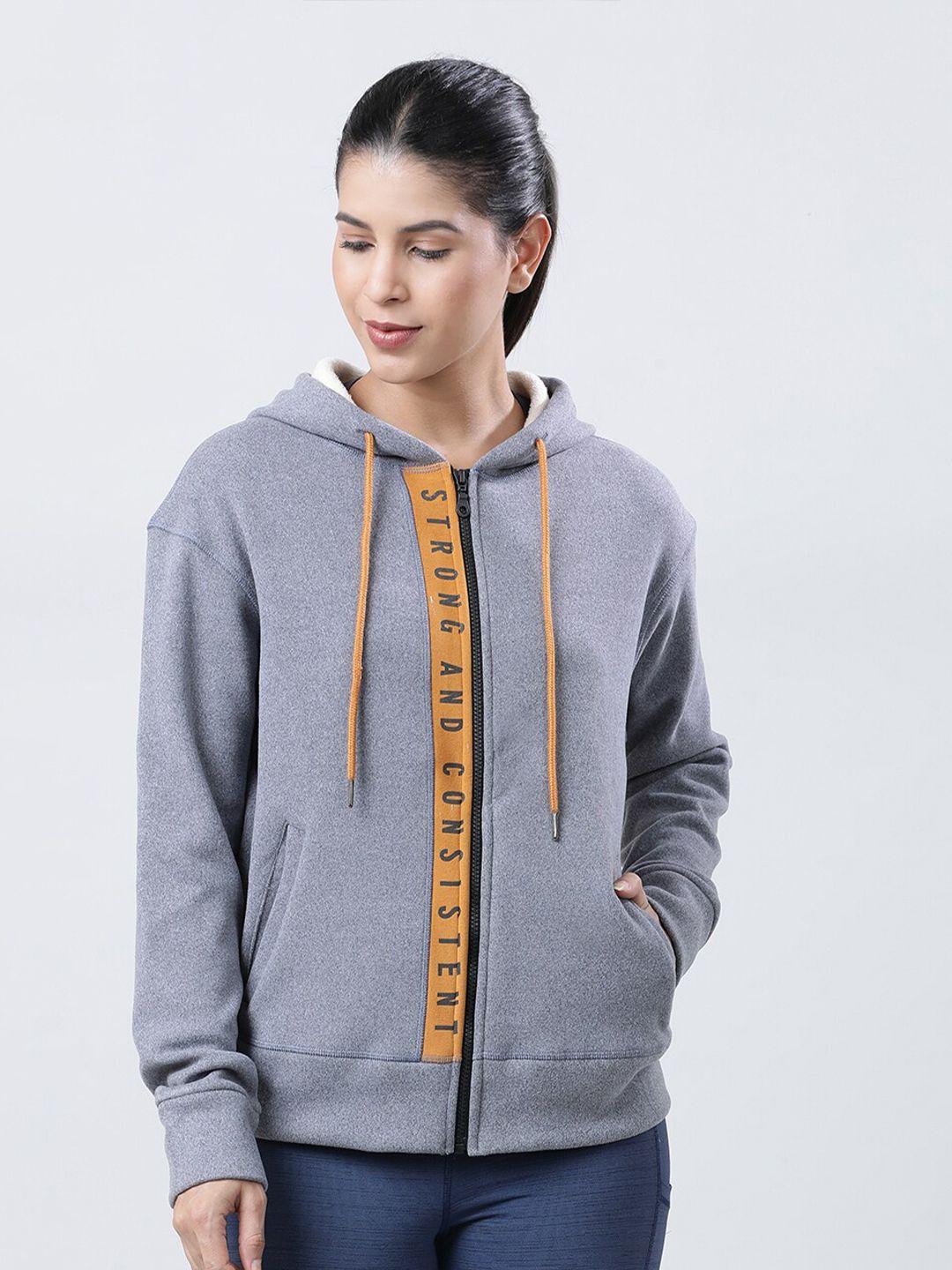 lovable sport typography printed hooded sporty jacket