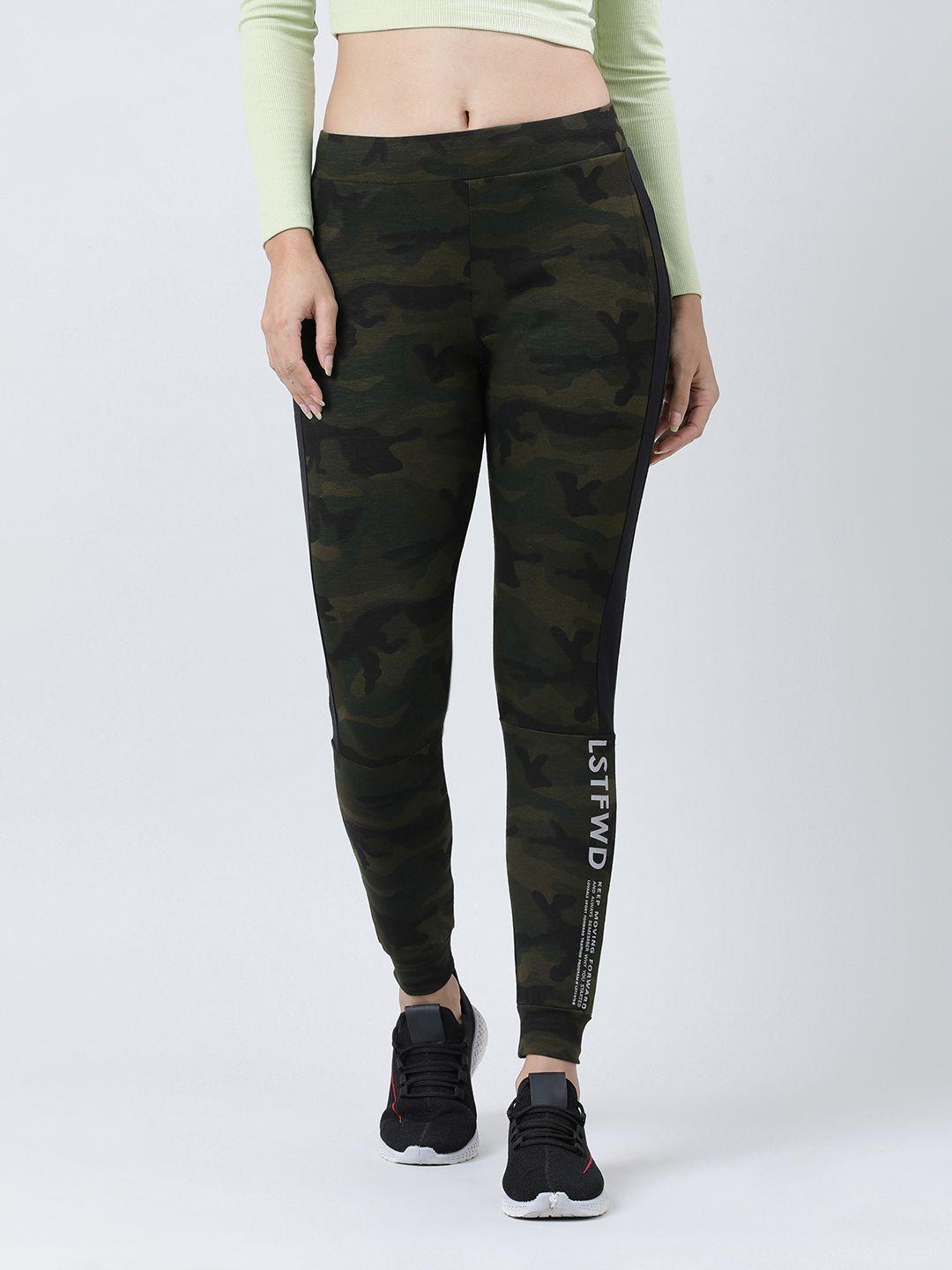 lovable sport women camouflage printed pure cotton slim fit joggers
