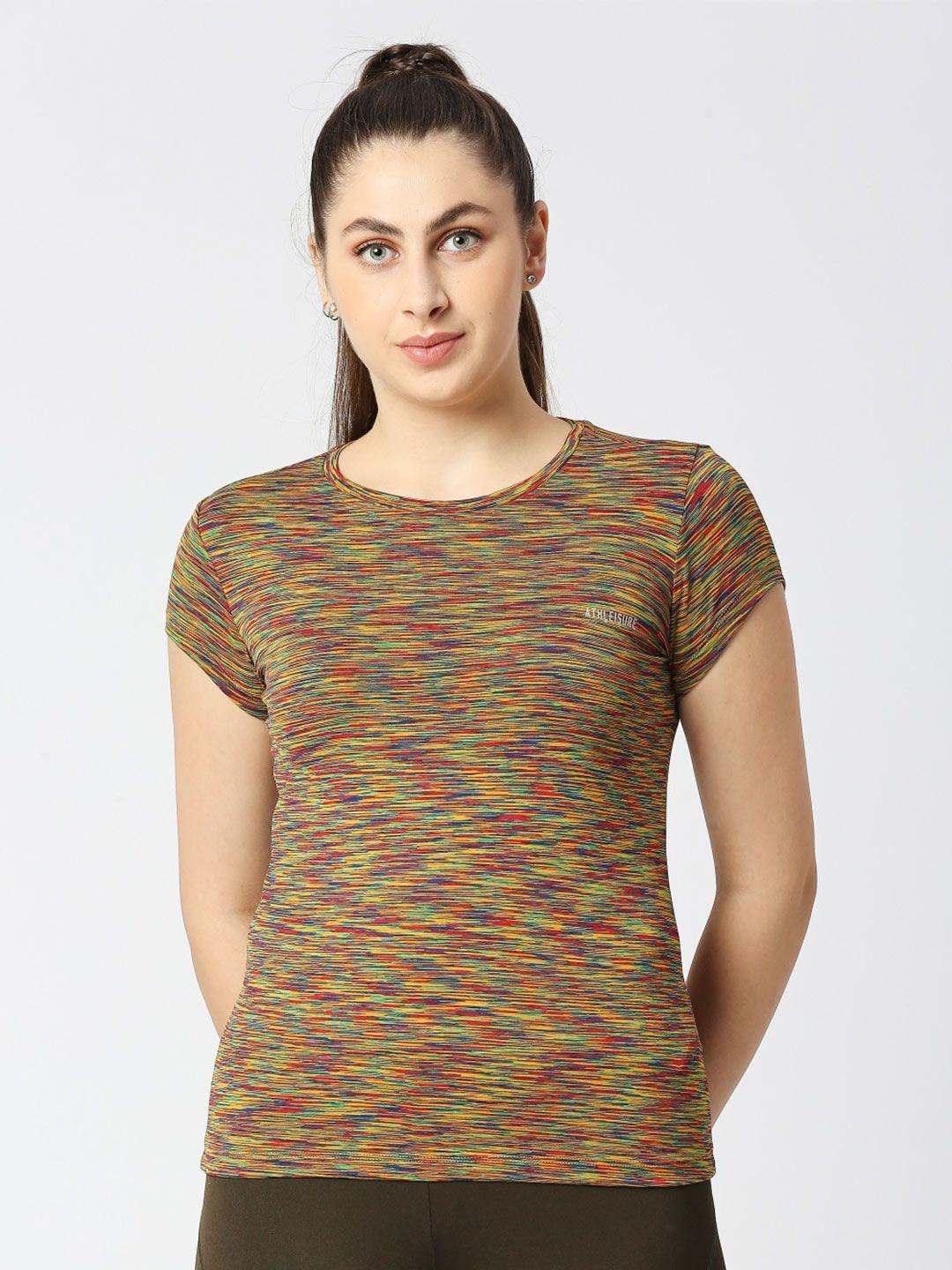 lovable sport abstract printed round neck regular top