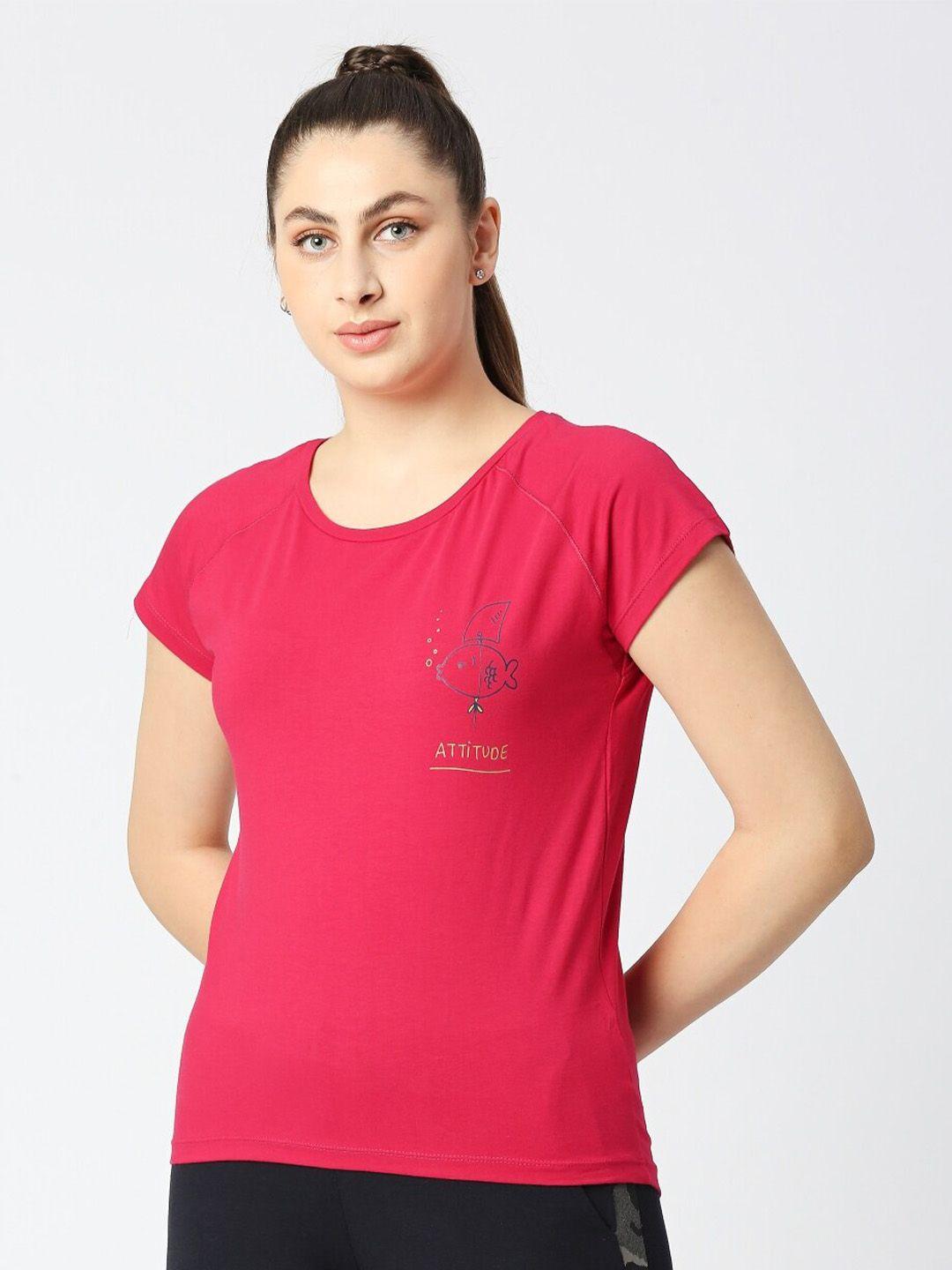 lovable sport round neck raglan sleeves relaxed fit cotton t-shirt