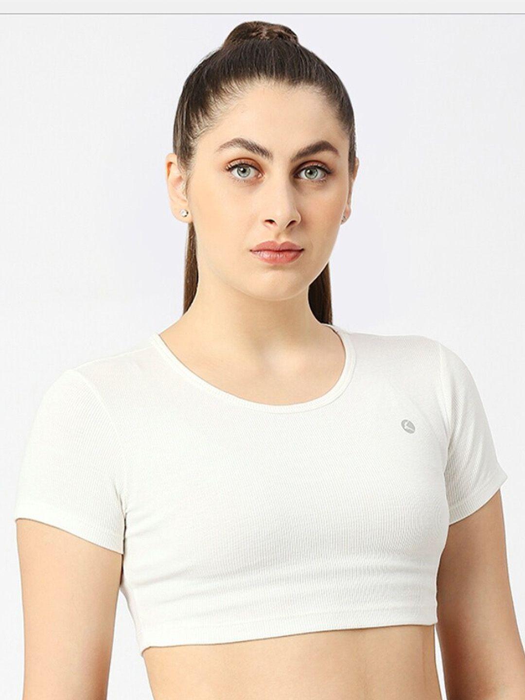 lovable sport round neck short sleeves crop top