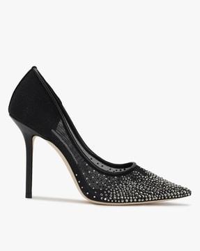love 100 mesh pointed-toe pumps with degrade crystals